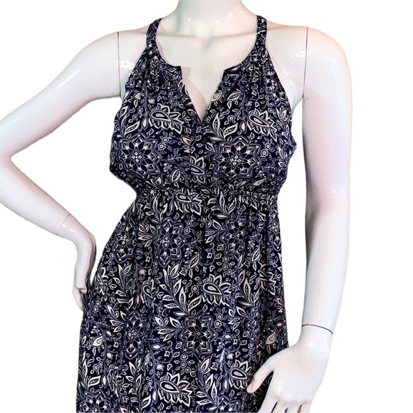 Old Navy Maternity Maxi sundress deep blue flower pattern summer dress Sz M MD - Picture 2 of 16